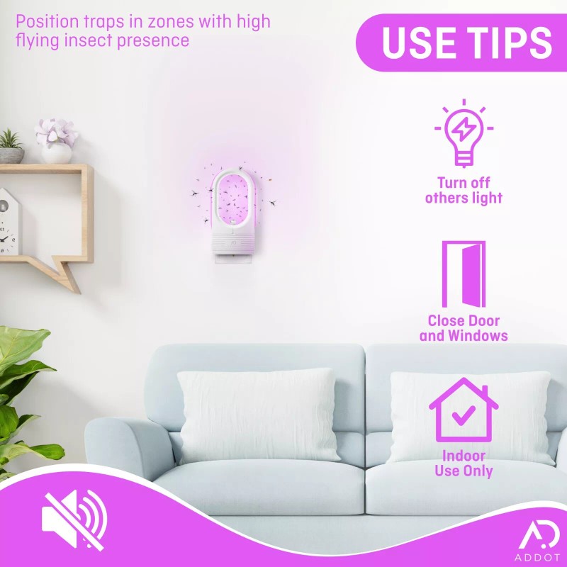 ADDOT Flying Insect Trap 395 nm Wavelength Tech, 5 Sticky