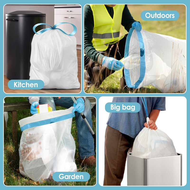 Teivio 13 Gallon 60 Counts Strong Tall Kitchen Drawstring Trash