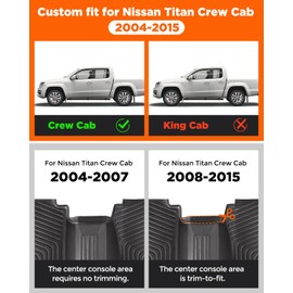 MATiPro Truck Floor Mats for Nissan Titan Crew Cab 2009 2010 2011 2012 2013 2014 2015 - TPE Rubber Front Rear Liner Set All Weather Heavy-Duty Custom Fit Car Interior Accessories 3-Piece Black