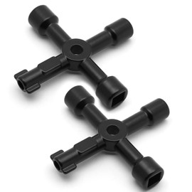 Litoexpe 2Pcs 4 Way Multi-functional Universal Cross Key Utility 4-Way Keys, Electricians Valve Tools Keys (Black)