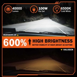 ENJOYAKOM 9005 + H11 + 5202 LED Fog Light Bulbs Fit For 2007-2013 GMC SIERRA 1500 2500 3500 LED Bulbs 6000K Cool White, Pack of 6