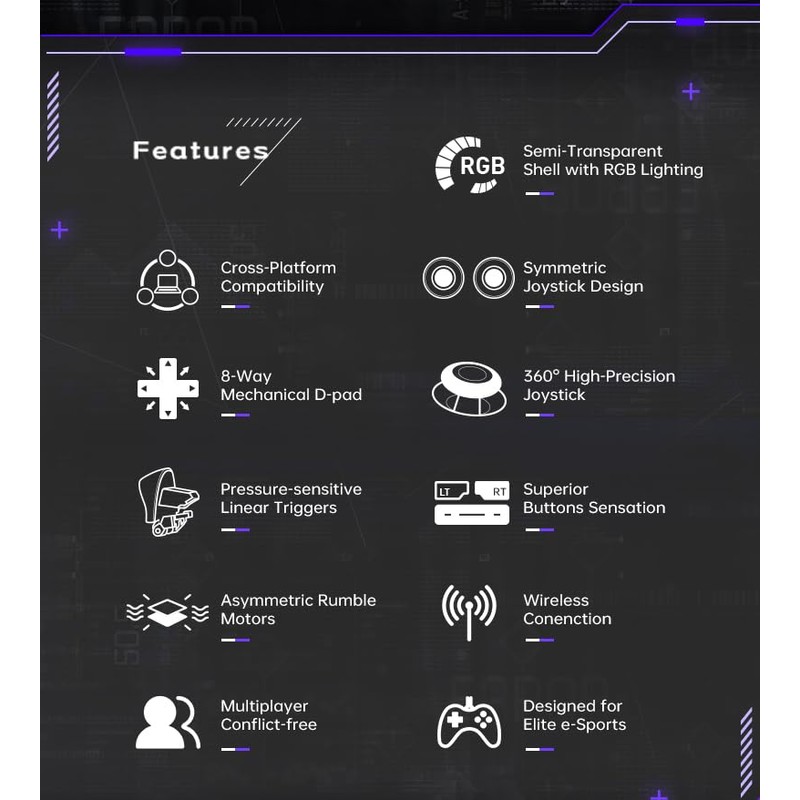 Machenike G3S Wireless Gaming Controller | Dual Vibration Motors, Dual