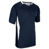 Champro Boys' Clean Up 2-Button Youth Baseball/Softball Jersey, Navy, White,