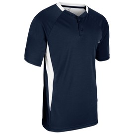 Champro Boys' Clean Up 2-Button Youth Baseball/Softball Jersey, Navy, White, Large