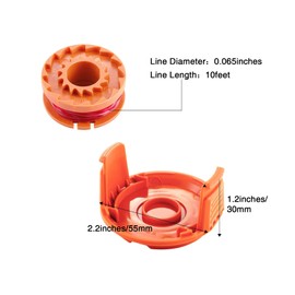 Hsthe Sea Pack of 8 Spools for Worx Lawnmower Thread Spool for Lawnmowers Compatible with Worx WA0010 Cordless Lawnmower (6 Spools + 2 Cap Covers)