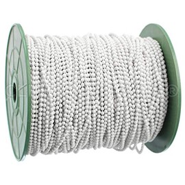 CleverDelights Ball Chain Spool - 100 Feet - White - 2.0mm Ball - Bulk Roll