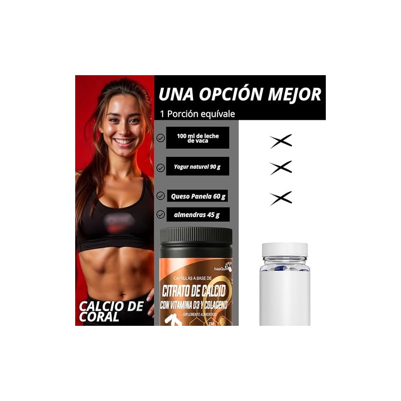 Citrato Calcio Vitamina Colágeno Hidrolizado 600 Por Cápsula 230 Cápsulas