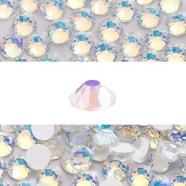 Novani 576 Pieces Flatback Rhinestones Glass Round Gems F-White Crystals for Nail Art DIY Crafts Clothes Shoes,SS30,6.4-6.6mm