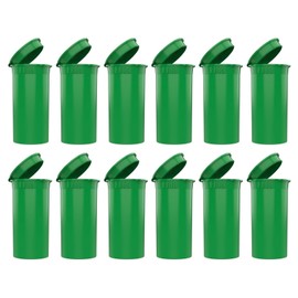 Multi-Use Airtight Empty Pill Bottles with Hinged Lids, 13 Dram Plastic Bottle Organizer for Supplements, Vitamins & Medicines, 12 Pack (Lime Green Opaque)