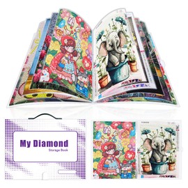 ZFCLXX Diamond Painting Accessories Art Storage,16.2x12 inch Art Collection Book Folder, 30 High-Definition Transparent Pockets, Thickened Material (White）