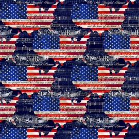 Timeless Treasures Fabric BTY We The People Star Spangled Banner USA Patriotic Cotton Fabric By The Yard
