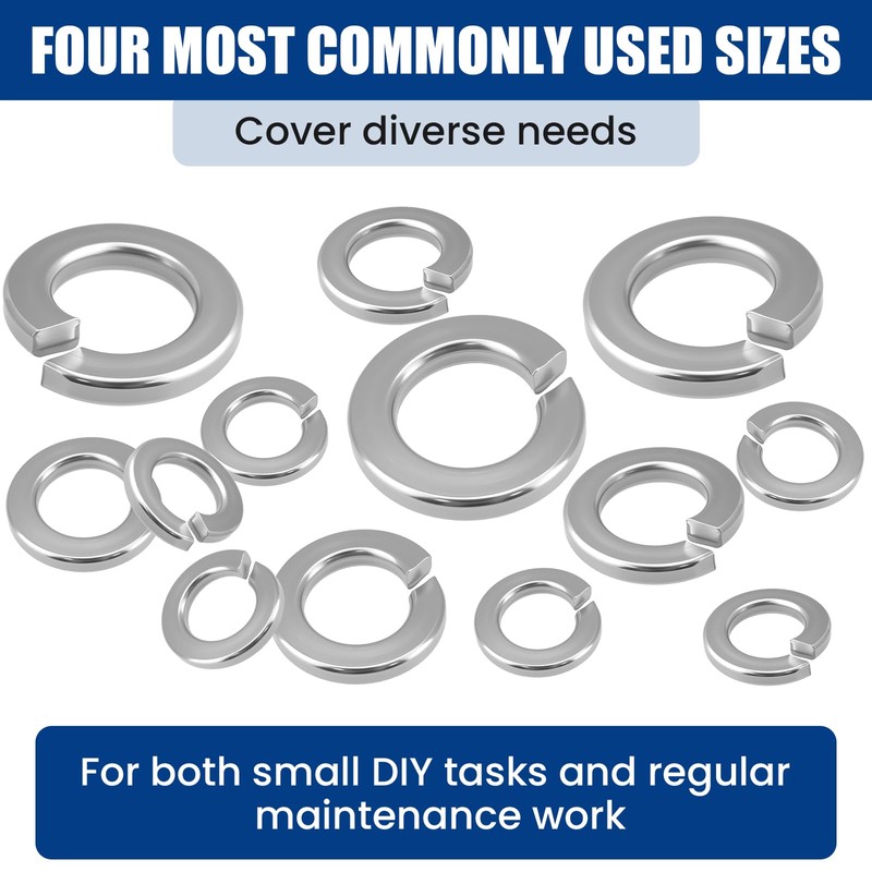 ZIUZI 150Pcs 18-8 Stainless Steel Spring Lock Washers Assortment Kit