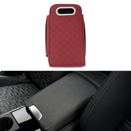 HOPESPANNER Universal Mittelkonsolenabdeckung Autoarmlehnenabdeckung Multinützliche Mittelkonsolenabdeckung Deckel Für Fahrzeuge SUV Auto Limousine 13.78"x7.48"x2.76" Dunkelrot Nappa Leder