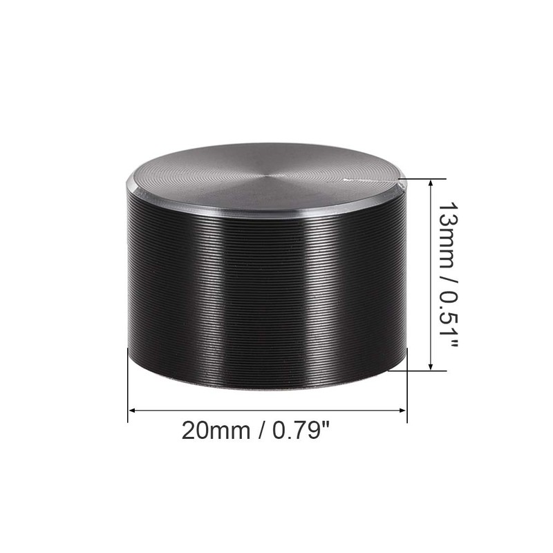 sourcing map 5pcs Potentiometer Knob Knurled Shaft Black Aluminum Smooth