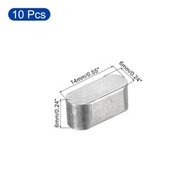 sourcing map 10Pcs Round Ended Feather Key, 6x6x14mm Stainless Steel Professional Parallel Drive Shaft Key Stock for Fasteners Mechanical Industry