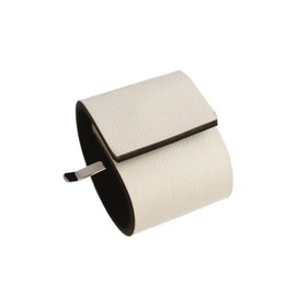 VINGTAINE H7505-WH- Magnetic Fake Leather Hair Cuff, One-Touch Pony Hook, Hair Elastic