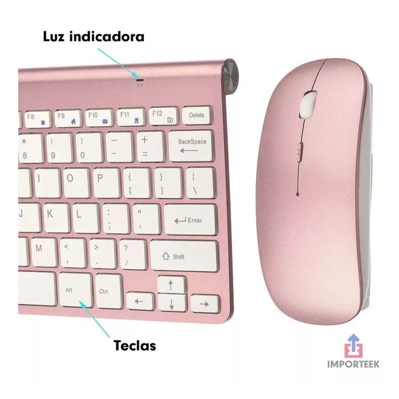 Importeek Kit Combo Teclado + Mouse Pc Laptop Inalambrico Multimedia