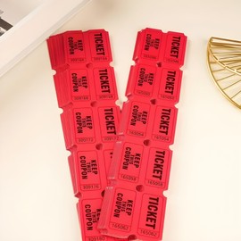 Red Raffle Tickets - 50/50 Double Tickets Suitable for Classroom Company Reward or Carnival Concert Entry Events Parties Fundraisers Prizes 200 Pieces