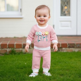 M9ppzzur7 Toddler Baby Girls Outfits Sets Floral Embroidery Tops with Pants Sets Cute 2 Piece Clothing Set (Pink, 3-4T)