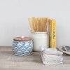 Creative Co-Op, Ivory Stoneware Canister with Acacia Wood Lid, Color