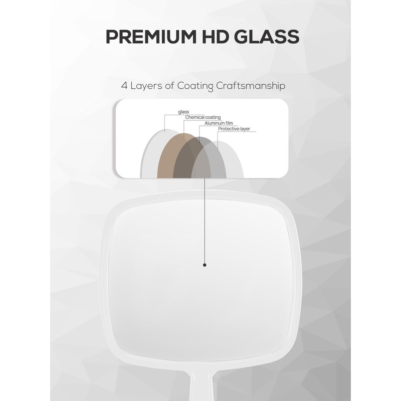 BEFUI Extra Large Handheld Mirror，Hand Salon Mirror with Handle for