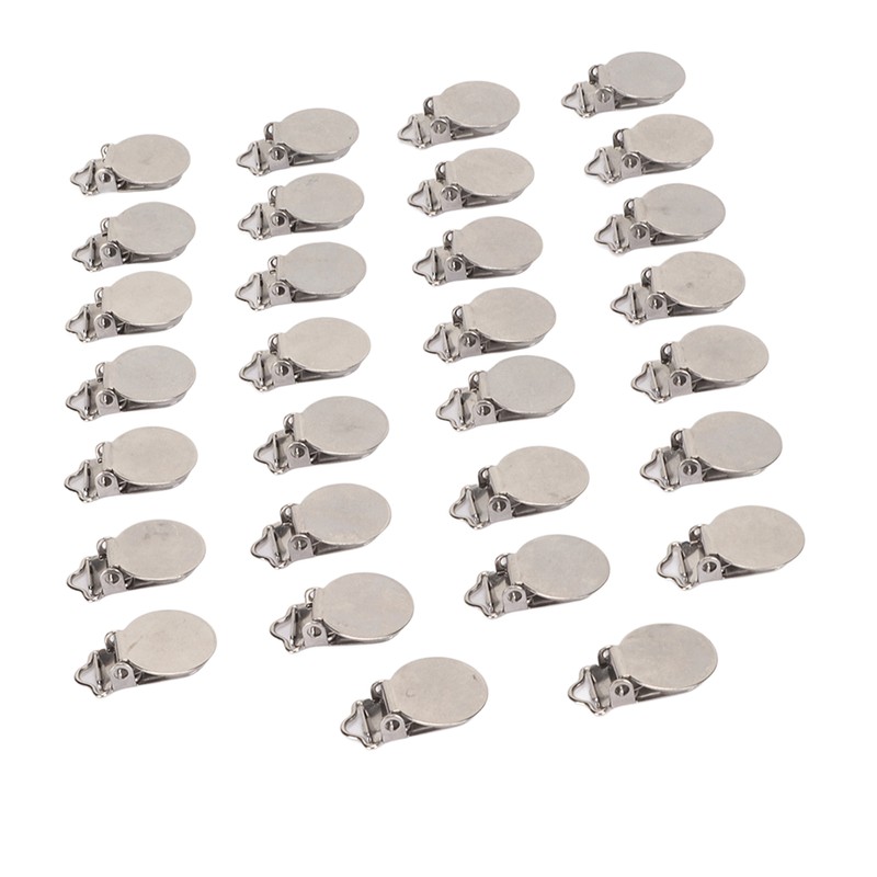 30pcs Metal Round Pacifier Clips for Toddler Rust Prevention Electroplated