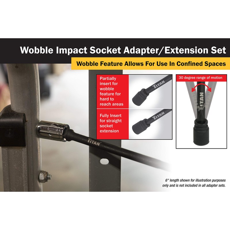 Titan 49003 2-3/4" Impact Wobble Socket Adapter Set - 3Piece