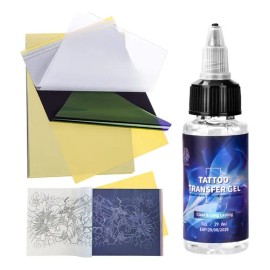 Atomus 10 Piezas Papel Tatuar Transfer Stencil Tattoo + 1 Oz Stencil Gel