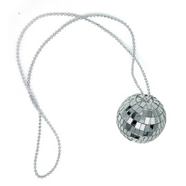 Zugar Land 70s Disco Ball Necklace Assortment (2 Inch Discoball) 26" Chain. Costume Accessory Jewelry (Mirror - 1 Piece)