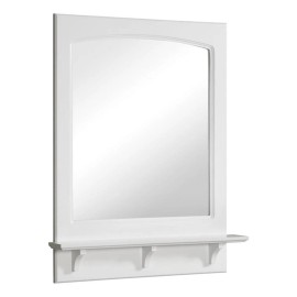 Design House Concord Bathroom Vanity Wall Mirror Wood Framed with Shelf in White 24-Inch