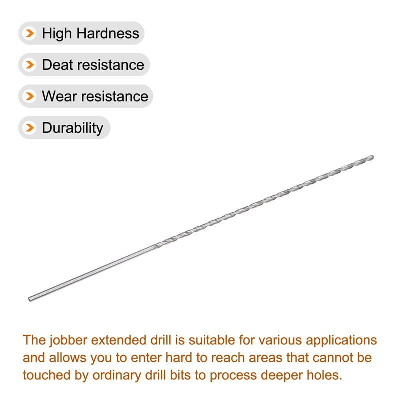 sourcing map Spiral Drill Bit High-Speed Steel Extra Long Replacement