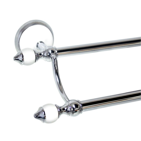 MODONA 24" Double Towel Bar - White Porcelain & Chrome