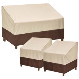 Loriano 3-Piece Patio Furniture Covers Set, Waterproof Outdoor Chair & Loveseat Covers, Heavy Duty 600D Oxford Fabric with UV Protection, Windproof Design for All-Weather Protection