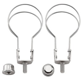 MARRTEUM Lamp Shade Light Bulb Clip Adapter with Solid Lamp Finial for Table and Floor Lamps [2set Silver]