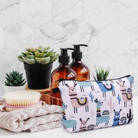 Makeup bag Cosmetic Bag Organizer Small Mini Makeup Pouch for Purse for Women Girls Gift (Alpacas)