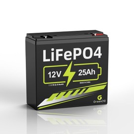 GREENOE 12V 25Ah Lithium LiFePO4 Deep Cycle Battery, 3000+ Cycles Lithium Iron Phosphate Rechargeable Battery for Scooter, RV/Outdoor Camping