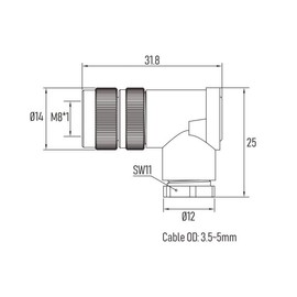 Elecbee M8 Connector Screw Type Connector Right Angle Assemble Cable Plug Unshield (3 Pin Female A-Code)