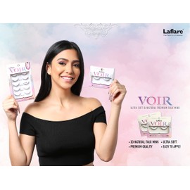 Laflare 3D Nature Faux Mink VOIR Eyelashes, Ultra Soft, Light, Wispy, Knitted, Natural Looking, Reusable, Professional Easy to Apply Eyelashes - 3 PACKS BUNDLE SPECIAL (VR06x3)