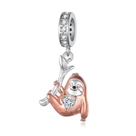 qielizhu Sloth Gifts 925 Sterling Silver Cute Animal Sloth Charms for Bracelets Sloths Jewelry Gift for Women Christmas Day Jewelry Present