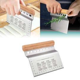 Bench Scraper Kitchen Herb Stripper,Dough Scraper Cutter,Food Scraper Tool Kitchen Stainless Steel with Measurement Markings