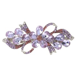 neXxtten Silver Tone Metal Hair Clip with Rhinestone & Acrylic Jewelry Stone B3938-PUR