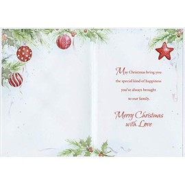 Designer Greetings Red Foil Ornaments : Memories of Family Daughter and Son-in-Law Christmas Card