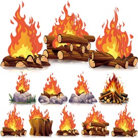 9 PCS Fake Campfire, Fake Fire, Fake Flame, Camping Party Decorations, 3D Campfire Centerpiece, Camping Decorations, Camping Themed Party Decorations, Camping Decor, Fire Decor