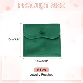 PATIKIL 4x4 Inch Velvet Jewelry Pouches, 6 Pcs Jewelry Packaging Gift Bags with Snap Button for Bracelet Necklace Rings Watch, Green