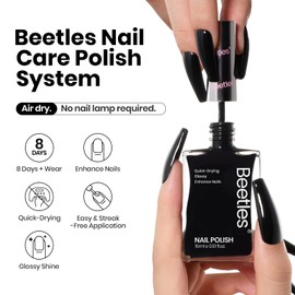 Beetles Black Nail Polish 15ml Nail Polish-Fast Drying & Long Lasting Classic Black Nail Polish Nail Art Effect for Nail Salon-Quality Results