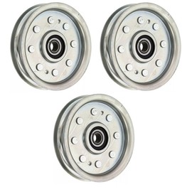 Technology Parts Store 3PK Heavy Duty Flat Idler Pulley Silver D18314, TCA22982 Compatible with John Deere Self-propelled Walk-Behind mowers and 20", 24" and 32" Snow Blower attachments
