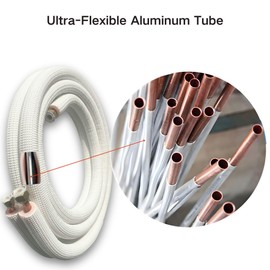 Cloud Fire 10 Ft Aluminum HVAC Line Set 1/4 & 3/8 Inch for Mini Split AC, Flexible High-Pressure Pipes with Fittings, Compatible 9000-12000 BTU Systems