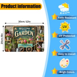 Gardening Gifts Welcome to My Garden Tin Sign-Funny Garden Signs for Plant Lovers,Perfect Gifts for Plant Mothers Grandmas and Housewarming 8x12in