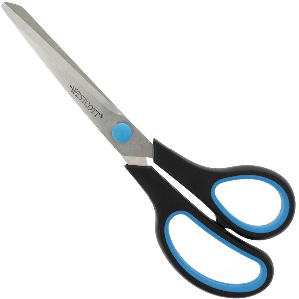 Westcott 8 inch Easy Grip Soft Grip Scissor - Black/Blue - and other styles
