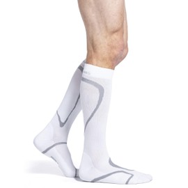 Sigvaris Men’s & Women’s Motion High Tech Closed Toe Calf High Medical Compression Unisex Socks 20-30mmHg - Small Long - White